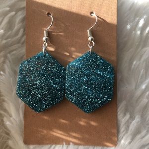NEW blue hexagon dangles